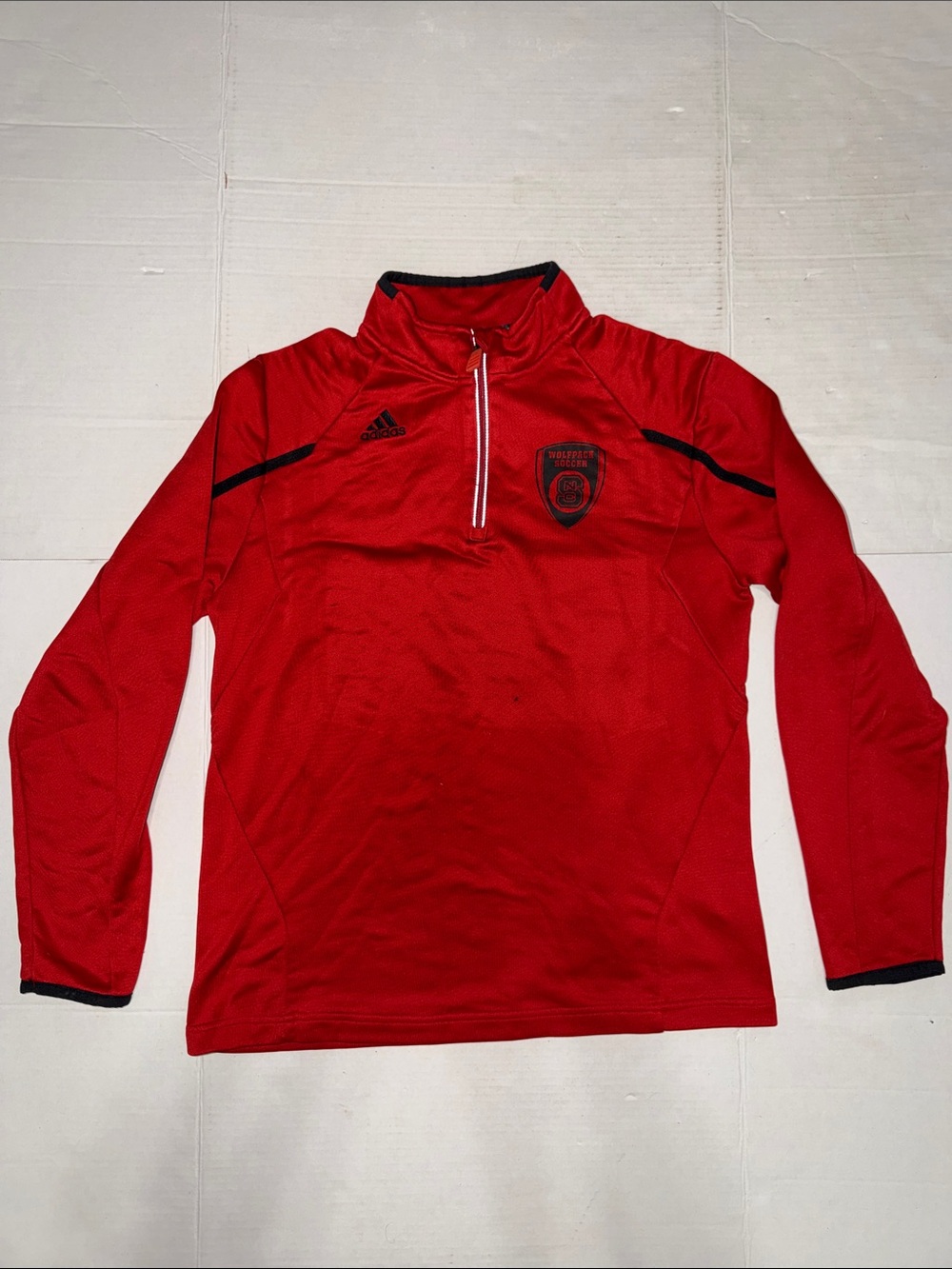 NC State Wolfpack Soccer Red Quarter Zip Adidas Sweater